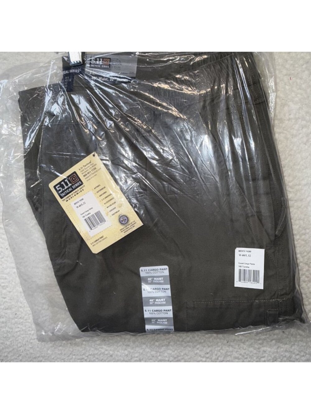 5.11 Tactical Mens Covert Cargo Pants W40/L32 192 Tundra Durable Cotton